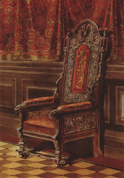 The Design of an Armchair for the Living Room Arranged in the Medieval Style in the Anichkov Palace by Ippolit Monighetti